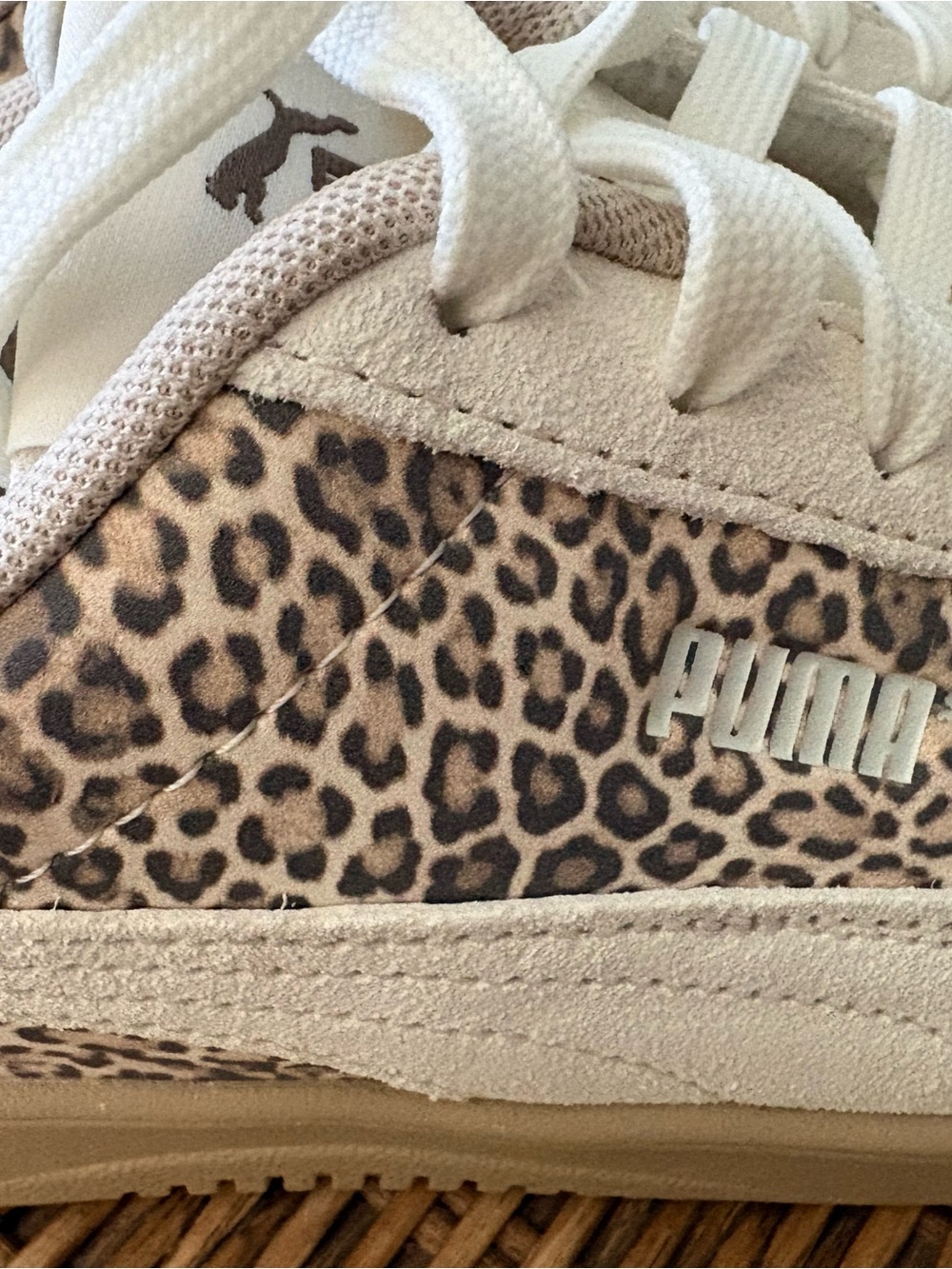 Puma Club 5v5 Women's Cream and Leopard-Print Sneakers US 7.5 - Picture 3 of 9